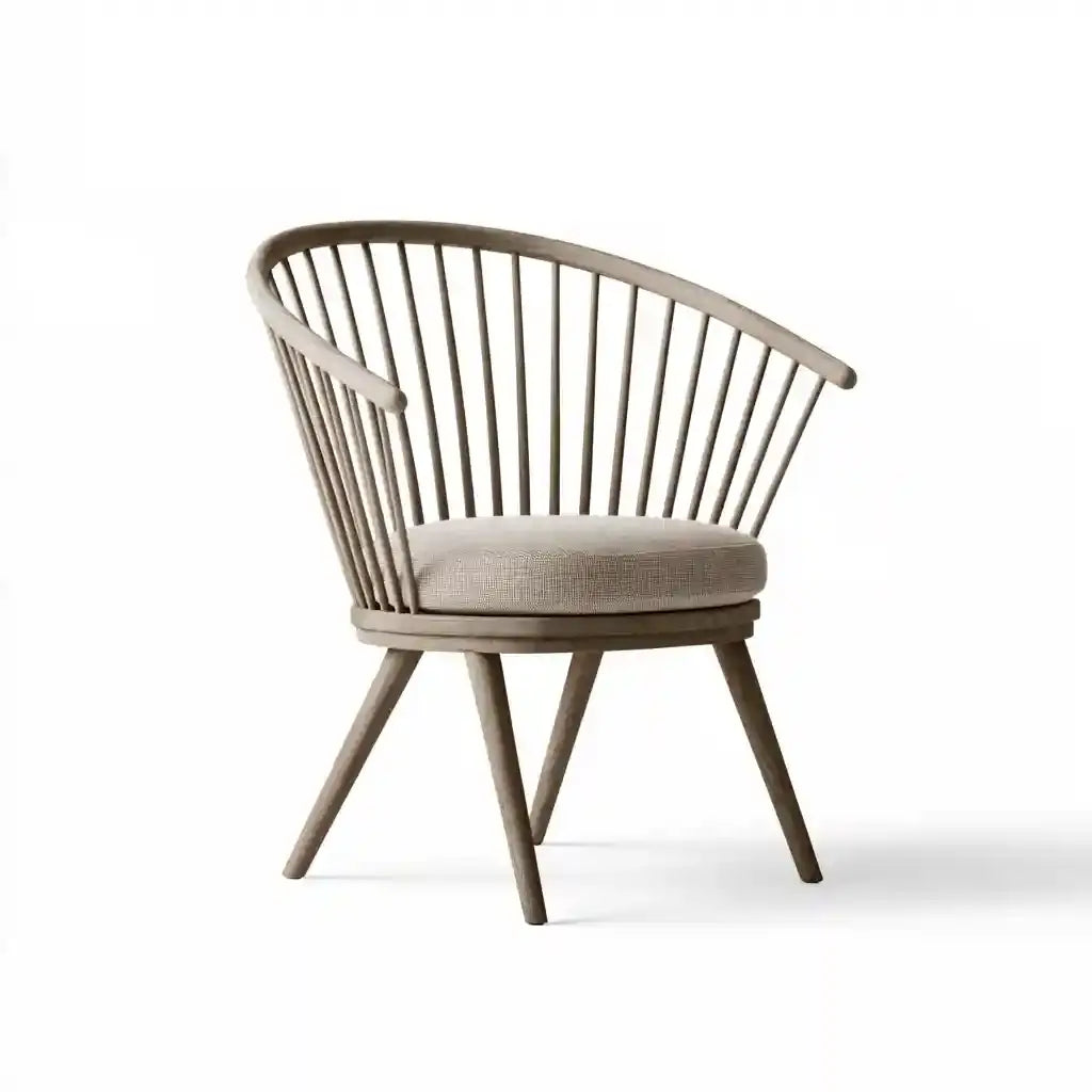 Silla gris con respaldo abierto de varillas, moderna y elegante, ideal para comedor o oficina, marca washablesofaco.