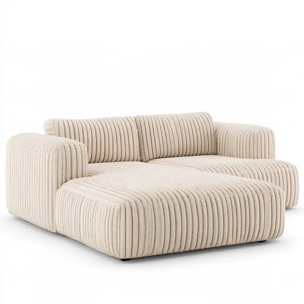 Sofá con tapizado acanalado y asiento profundo - beige