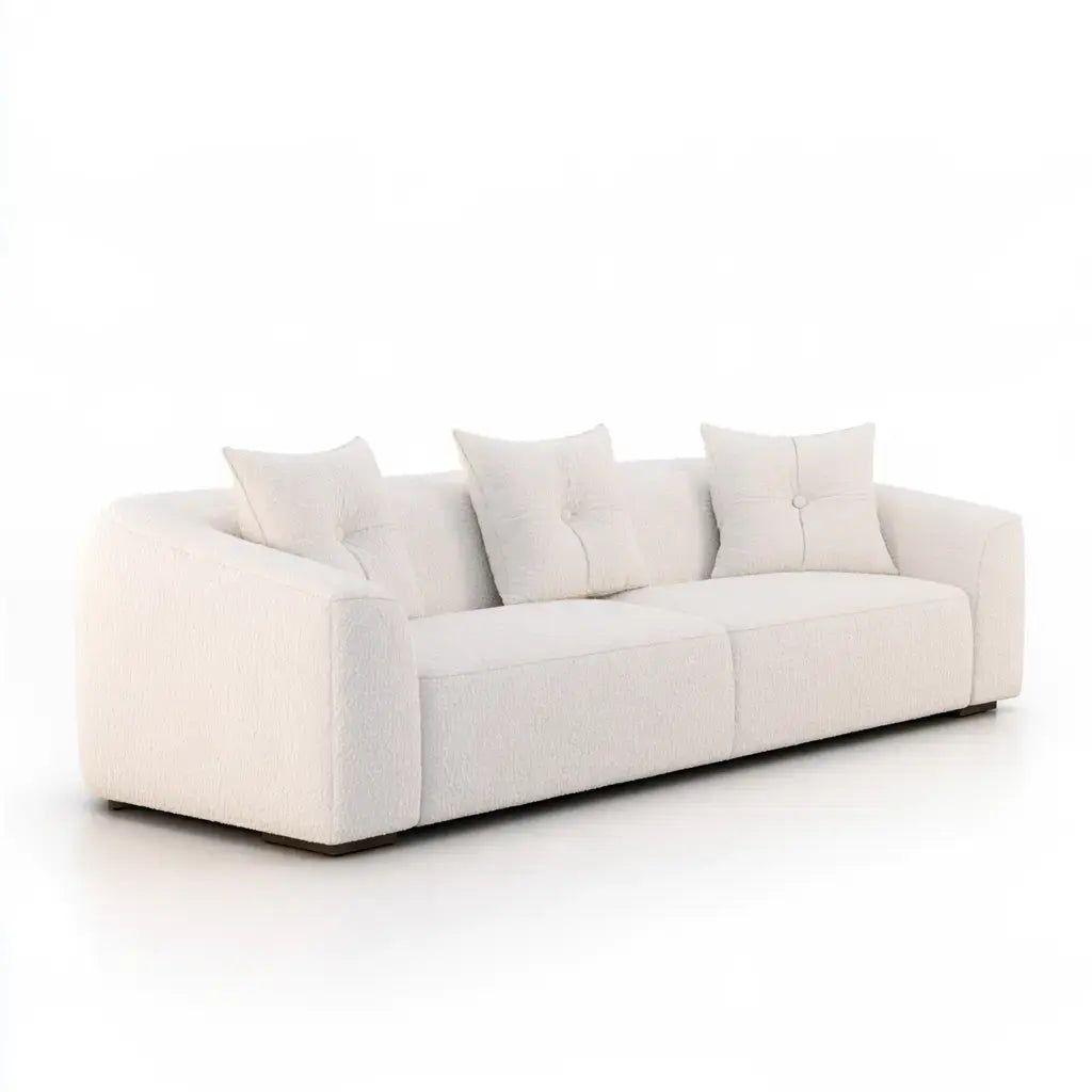 Sofá con líneas rectas y cojines decorativos - blanco