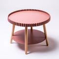 Mesa de centro redonda con borde estriado - rosa