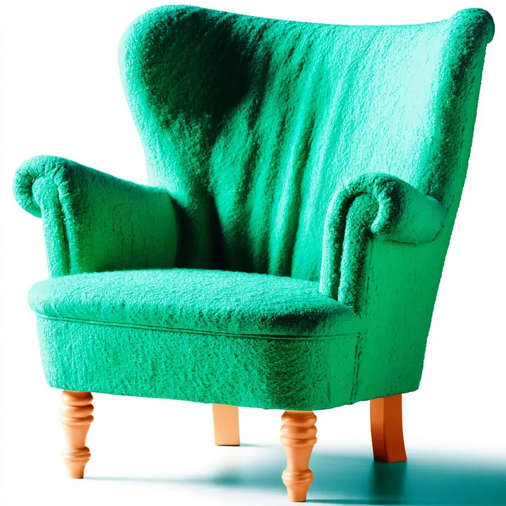 Sillón orejero con patas torneadas - verde/marrón