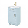 Mueble de baño con puerta inferior y lavabo superior - azul/blanco