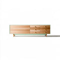 Aparador con frentes geométricos y cajones laterales - beige