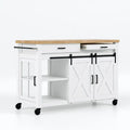 Isla de cocina con puertas cruzadas y estantes laterales - blanco/beige