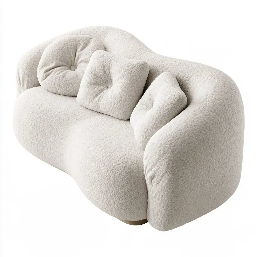 Sofá curvado con tapizado texturizado - beige