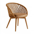 Silla con respaldo envolvente entrelazado de color marrón, en estilo moderno y cómodo, de la marca washablesofaco.